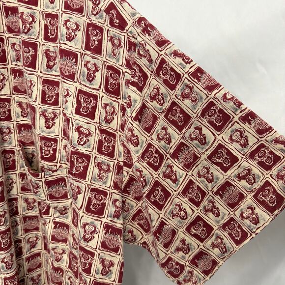 Harley Davidson Shirt Mens Large Logo Casual Hawaiian Button Front Collared - Picture 8 of 10